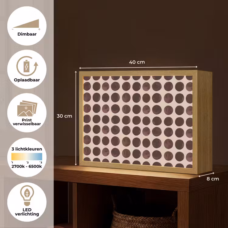 Lightbox - Wandlamp - Stippen - Patroon - Bruin — 10