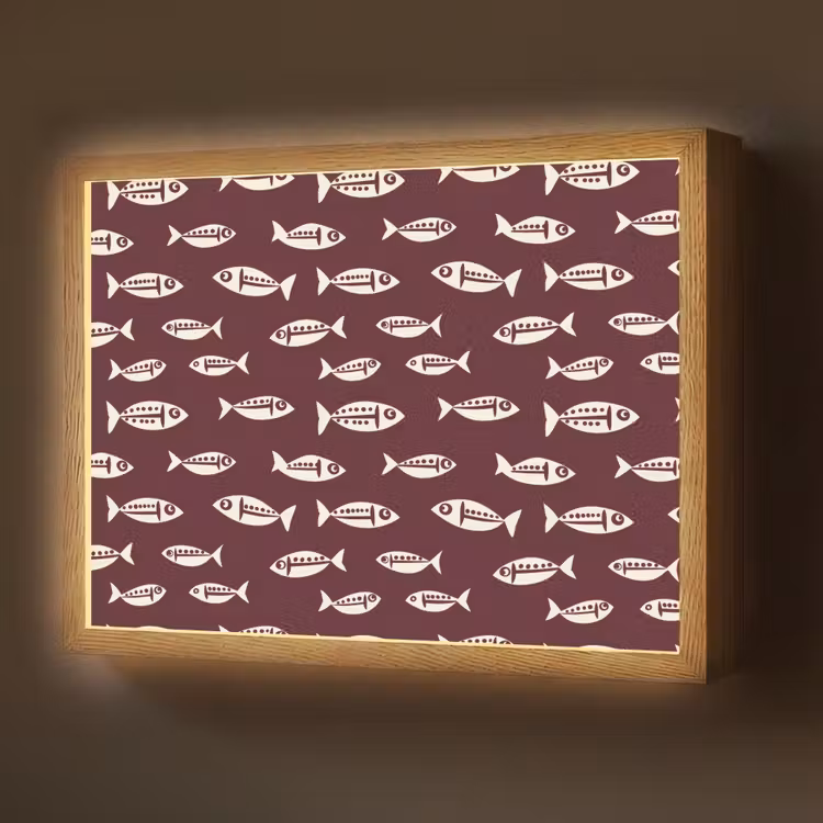 Lightbox - Wandlamp - Vissen - Grafisch - Patroon - Donker — 1