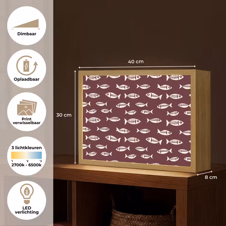 Lightbox - Wandlamp - Vissen - Grafisch - Patroon - Donker — 10
