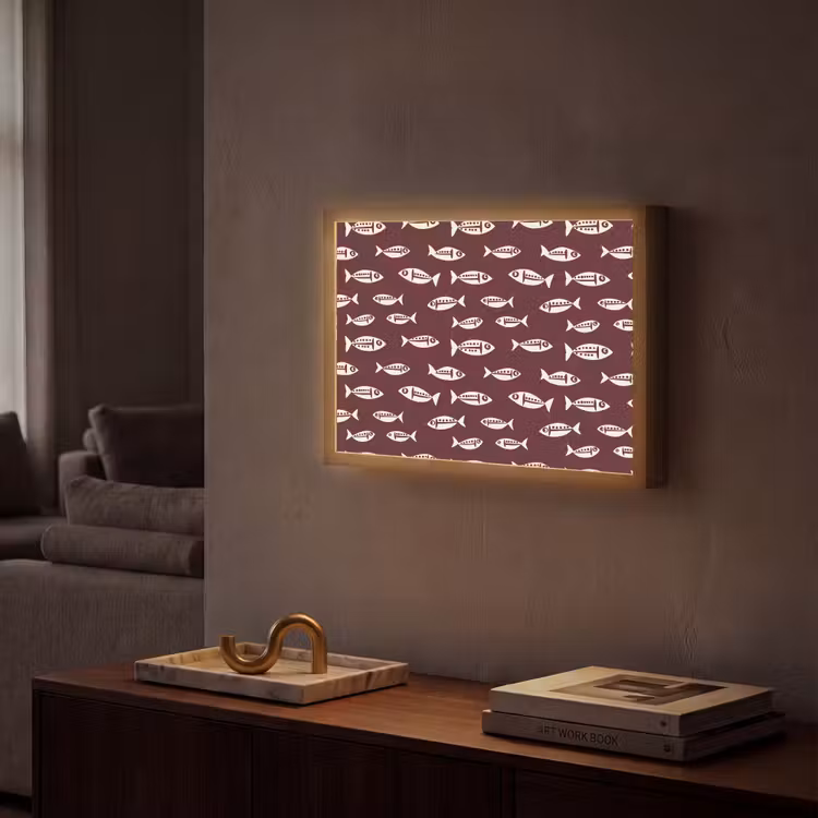 Lightbox - Wandlamp - Vissen - Grafisch - Patroon - Donker — 2