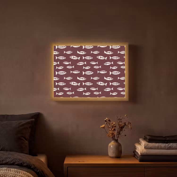 Lightbox - Wandlamp - Vissen - Grafisch - Patroon - Donker — 3