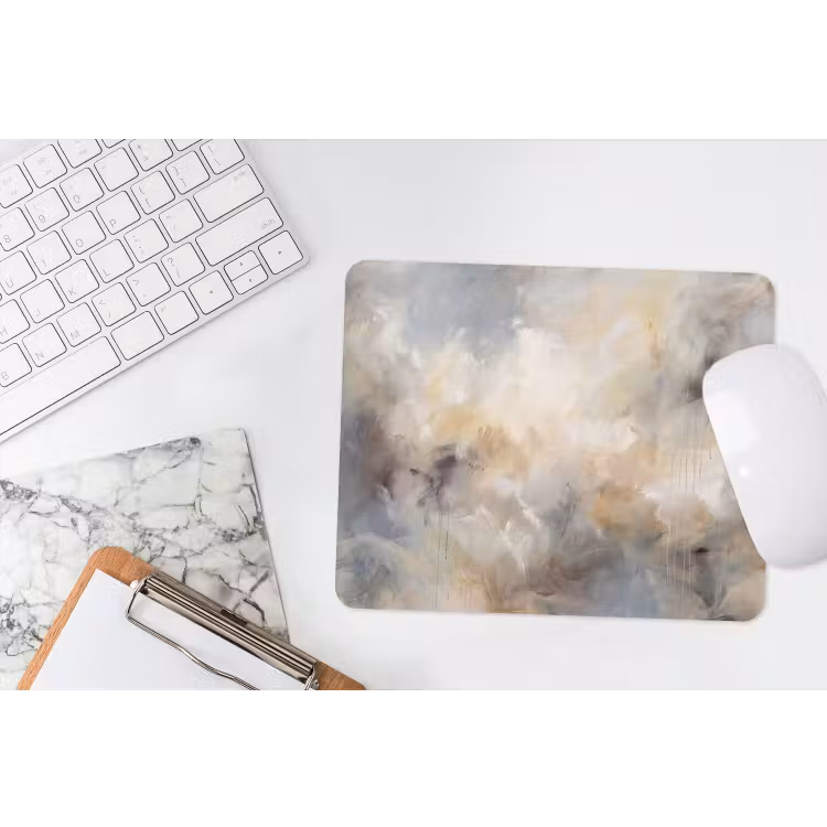 Muismat - Abstract - Wolken - Sfeervol - Beige - Grijs — 2
