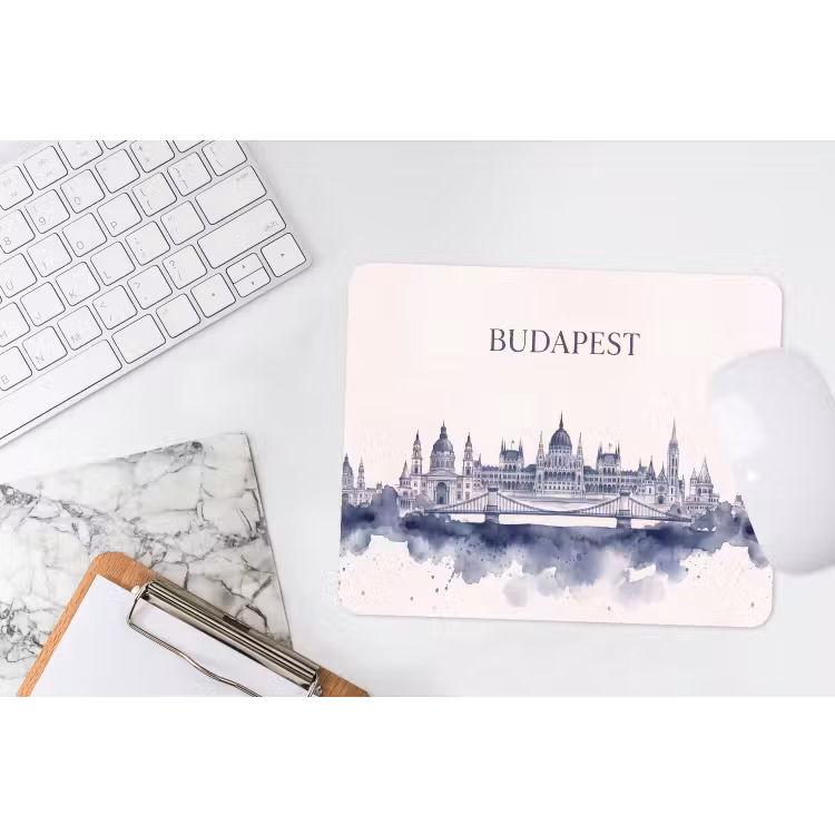 Muismat - Boedapest - Skyline - Architectuur - Aquarel - Blauw — 2