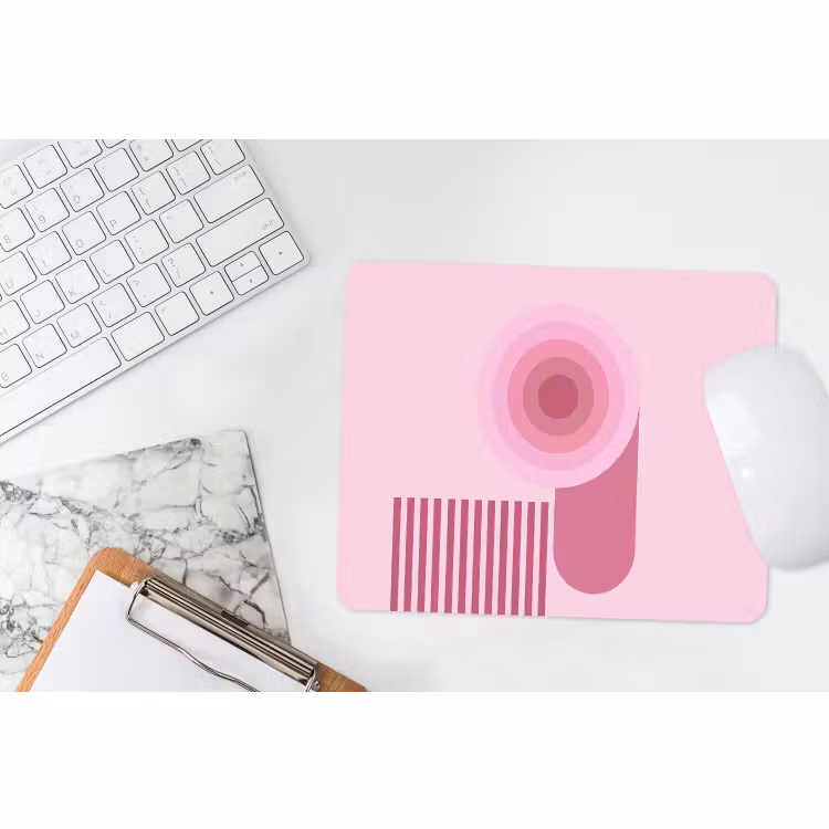 Muismat - Abstract - Cirkels - Strepen - Modern - Roze — 2