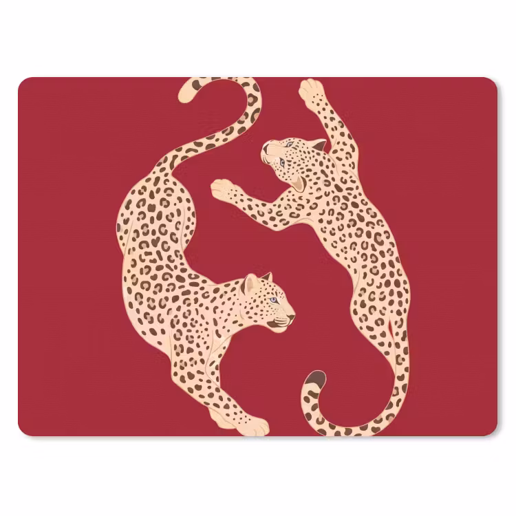 Muismat - Dieren - Luipaard - Abstract - Rood - Modern — 1