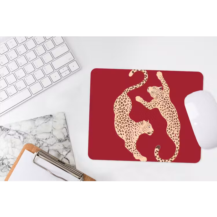 Muismat - Dieren - Luipaard - Abstract - Rood - Modern — 2