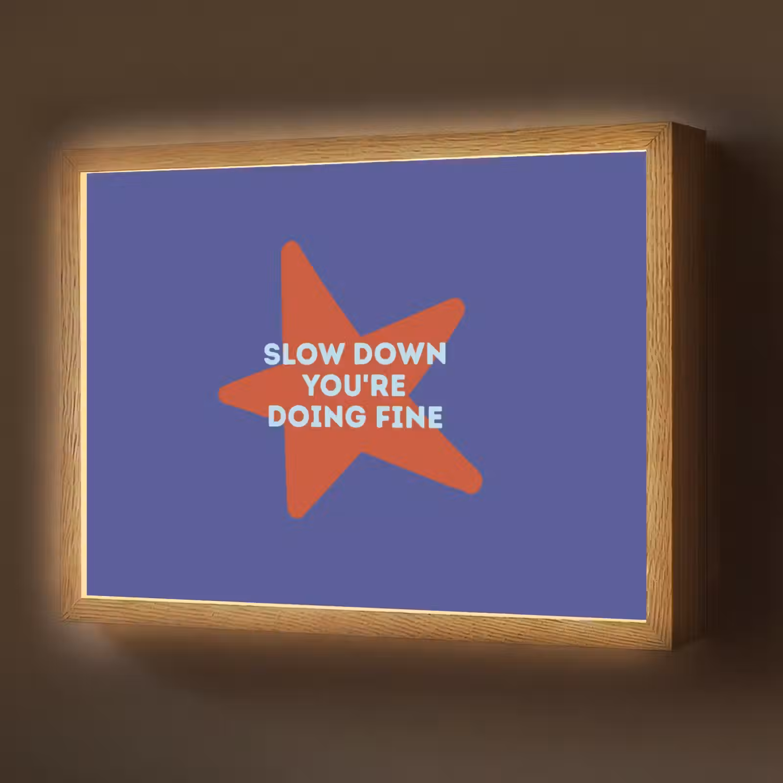 Lightbox - Wandlamp - Slow down you're doing fine - Ster - Blauw — 1