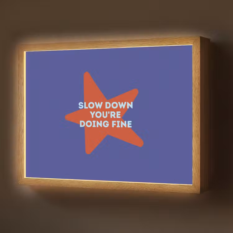 Lightbox - Wandlamp - Slow down you're doing fine - Ster - Blauw — 1