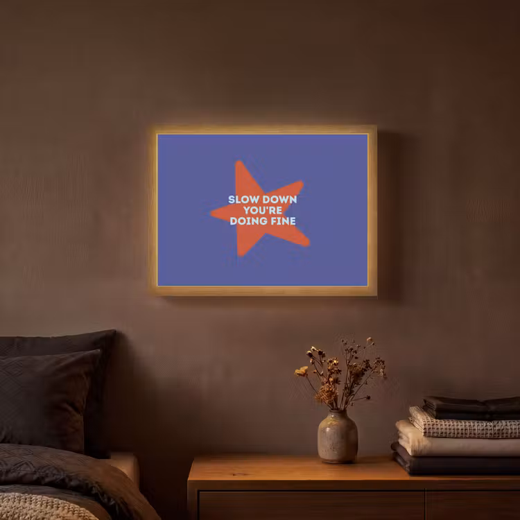 Lightbox - Wandlamp - Slow down you're doing fine - Ster - Blauw — 3