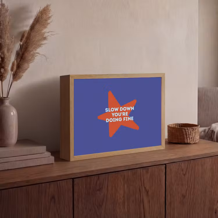 Lightbox - Wandlamp - Slow down you're doing fine - Ster - Blauw — 4