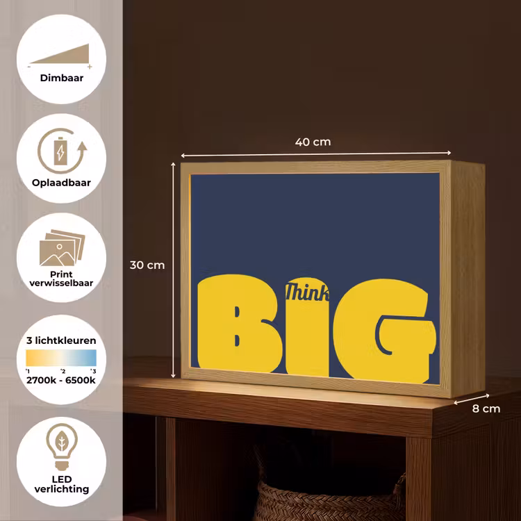 Lightbox - Wandlamp - Think big - Blauw - Geel — 10