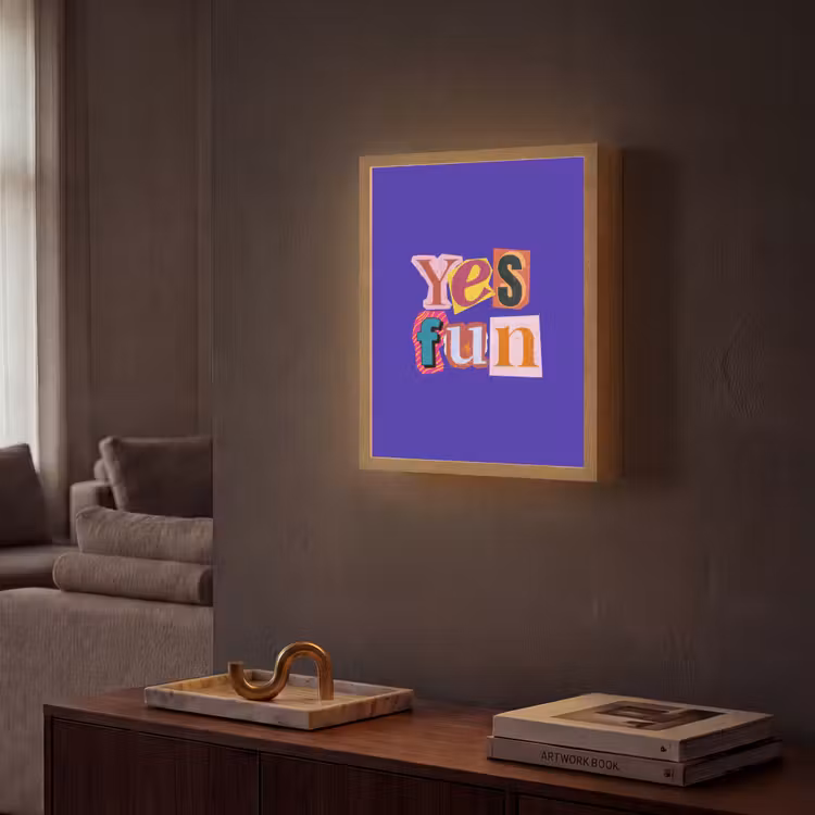 Lightbox - Wandlamp - Yes fun - Kleurrijk - Collage-stijl — 2