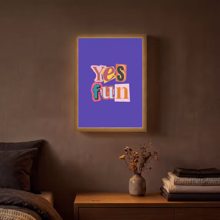 Lightbox - Wandlamp - Yes fun - Kleurrijk - Collage-stijl — 3