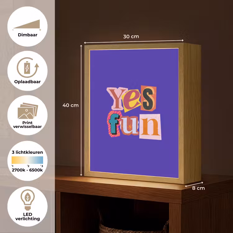 Lightbox - Wandlamp - Yes fun - Kleurrijk - Collage-stijl — 9