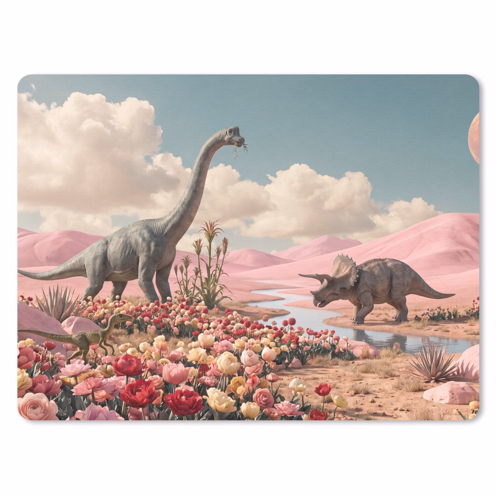 Muismat - Dinosaurus - Roze - Landschap — 1