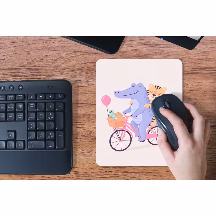 Muismat - Dieren - Fiets - Vriendschap - Illustratie - Roze — 3