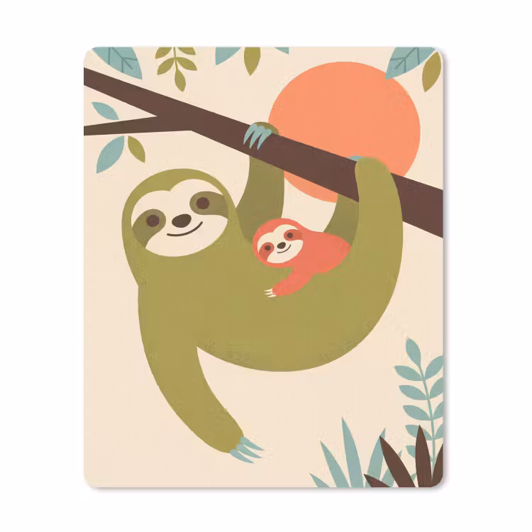 Muismat - Dieren - Moeder - Baby - Natuur - Groen — 1