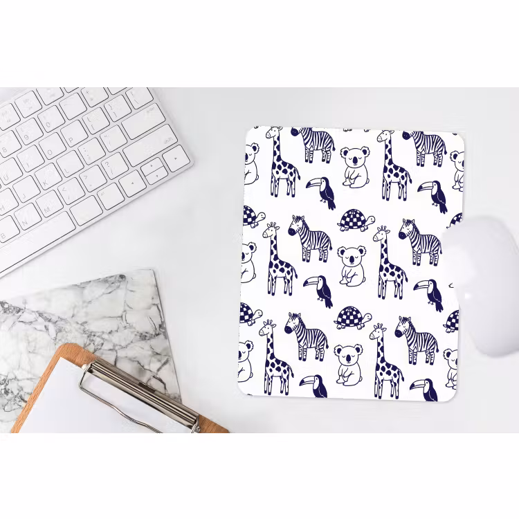 Muismat - Dieren - Patroon - Kinderkamer - Grafisch - Wit-Blauw — 4