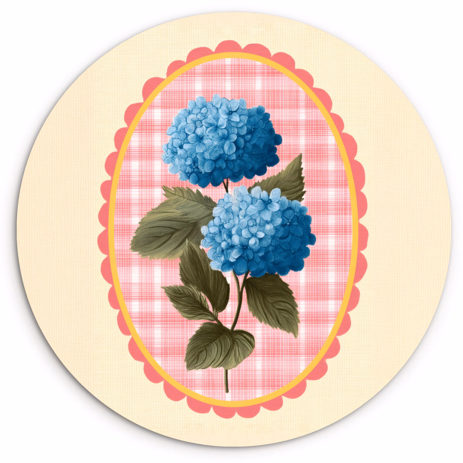 Muurcirkel - Bloemen - Blauw - Lijst - Bladeren — 1