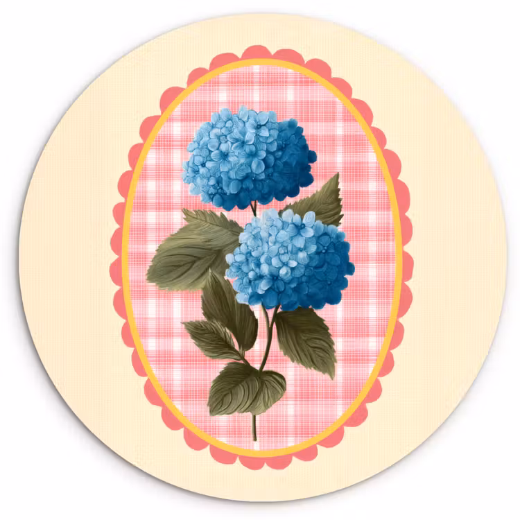 Muurcirkel - Bloemen - Blauw - Lijst - Bladeren — 1