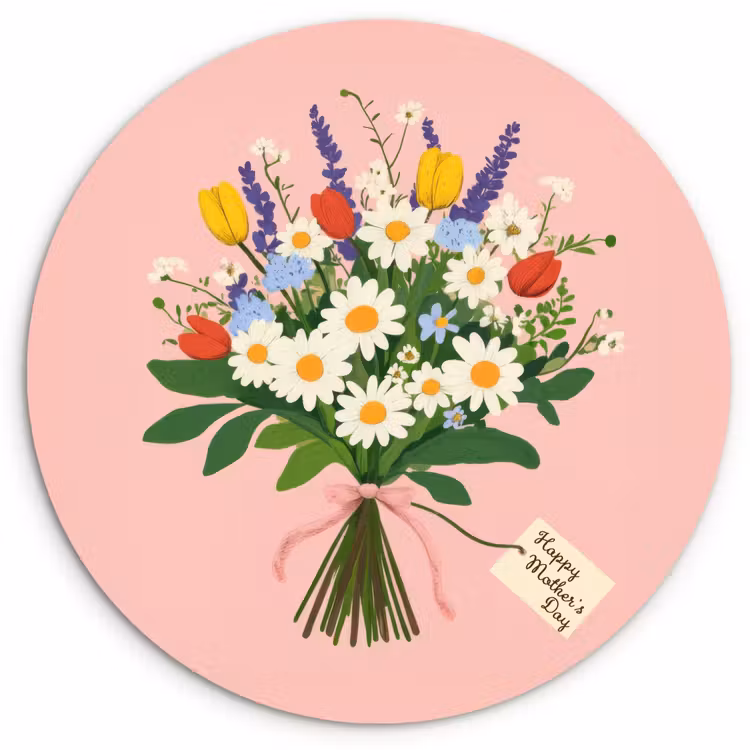 Muurcirkel - Bloemen - Lint - Kaartje — 1