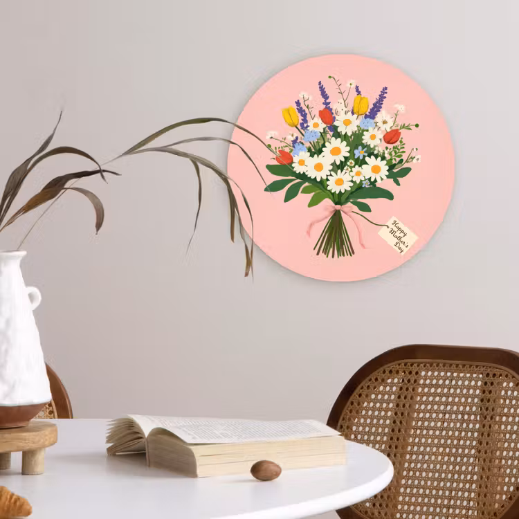 Muurcirkel - Bloemen - Lint - Kaartje — 4