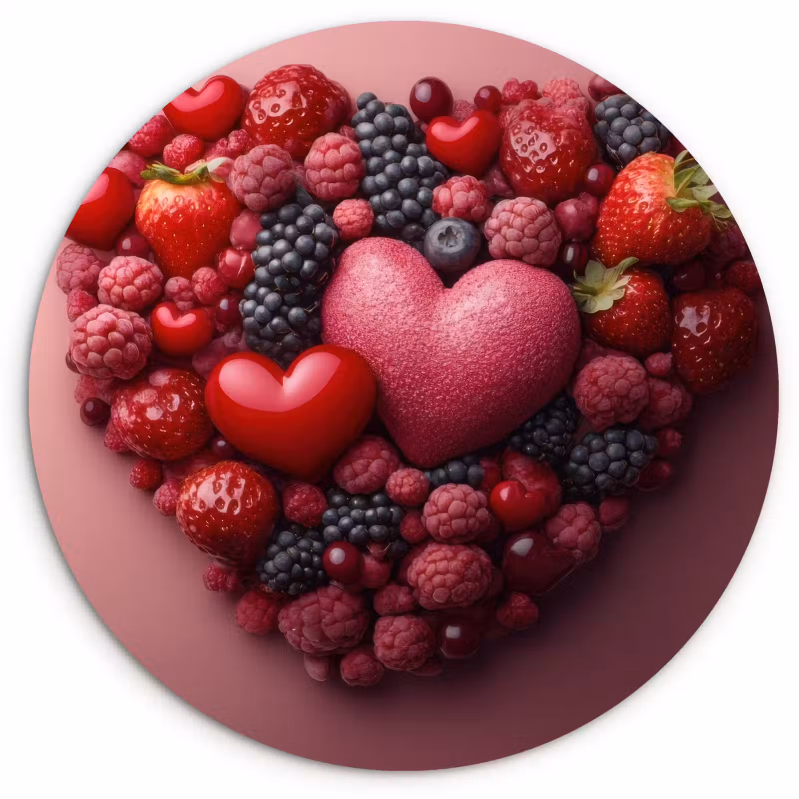 Muurcirkel - Fruit - Hartjes - Aardbeien - Frambozen - Bosbessen — 1