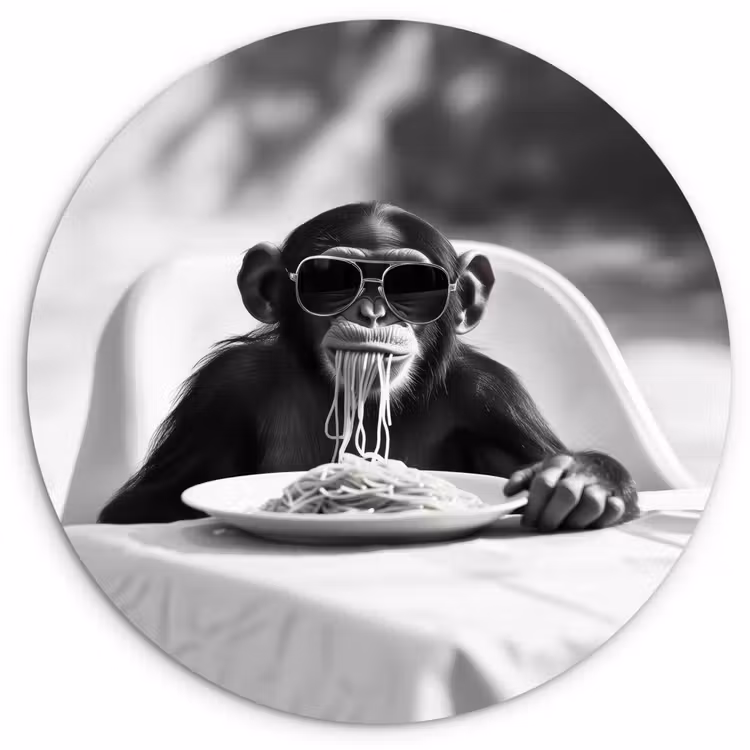 Muurcirkel - Aap - Spaghetti - Zonnebril - Zwart wit - Cool - Dier — 1