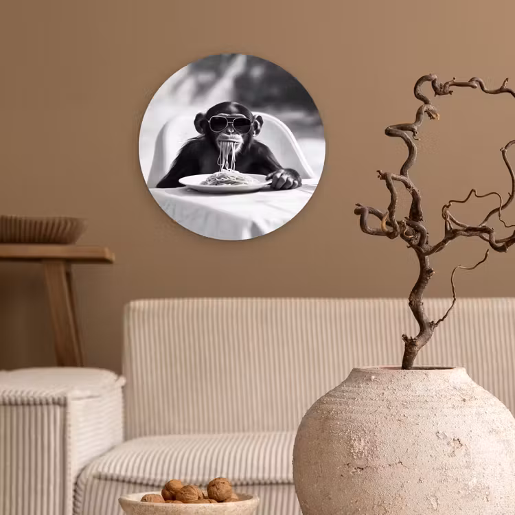 Muurcirkel - Aap - Spaghetti - Zonnebril - Zwart wit - Cool - Dier — 2