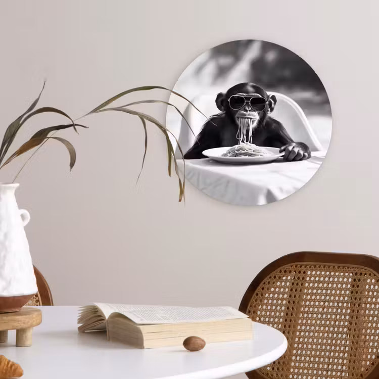 Muurcirkel - Aap - Spaghetti - Zonnebril - Zwart wit - Cool - Dier — 4