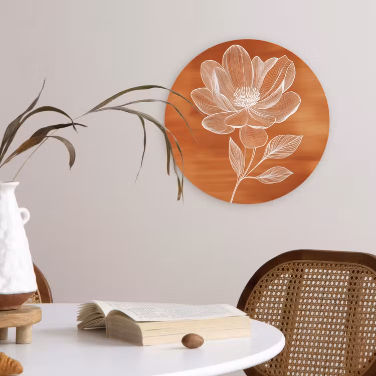 Muurcirkel - Bloem - Minimalistisch - Wit — 4