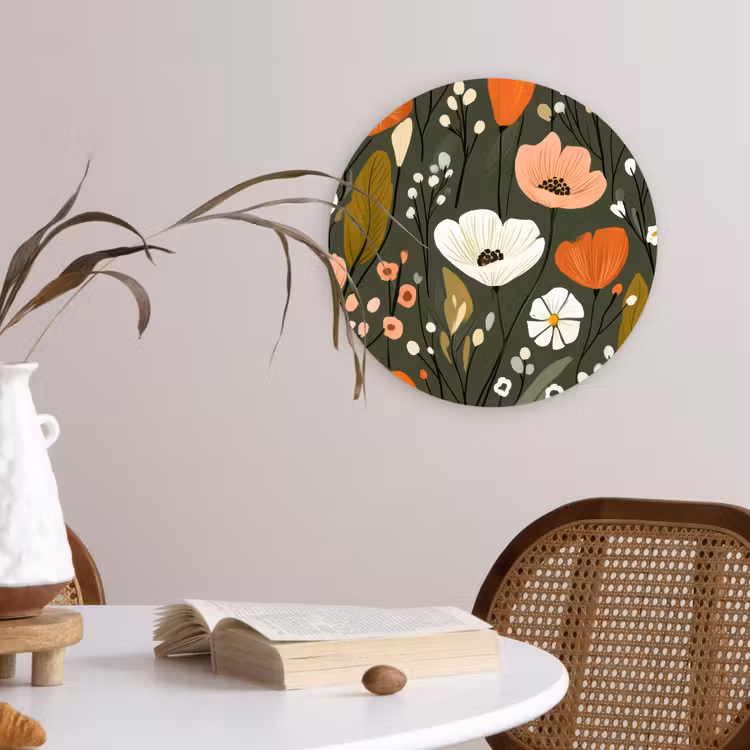 Muurcirkel - Bloemen - Illustratie - Groen — 4