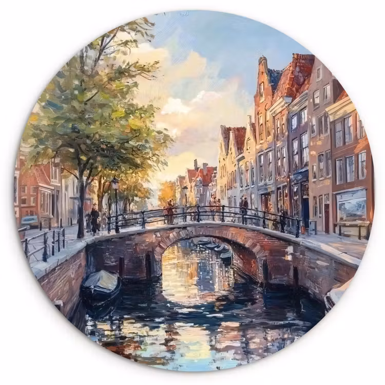 Muurcirkel - Brug - Stad - Huizen - Boot — 1