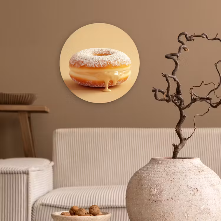 Muurcirkel - Donut - Romig - Poedersuiker - Beige — 2