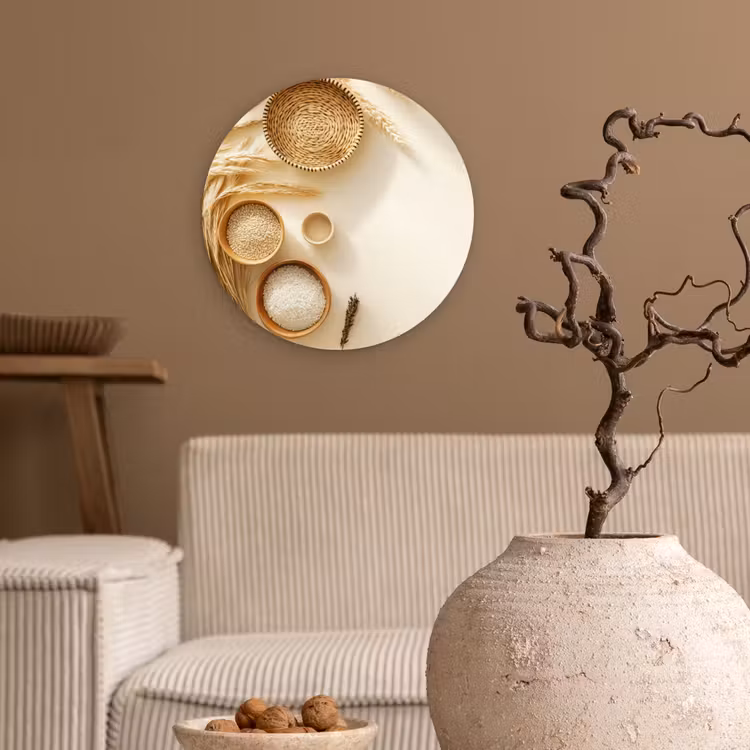 Muurcirkel - Granen - Hout - Kom - Beige — 2