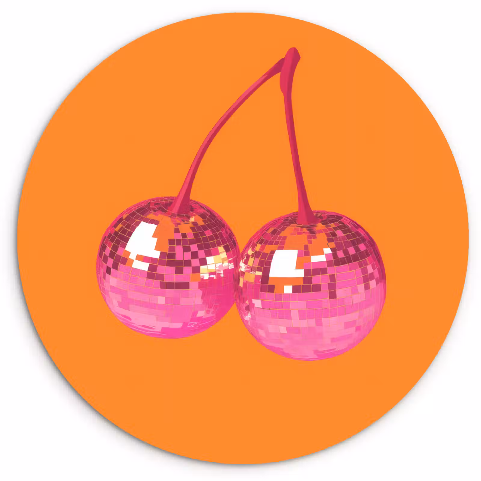 Muurcirkel - Discoballen - Kers - Spiegels - Roze — 1