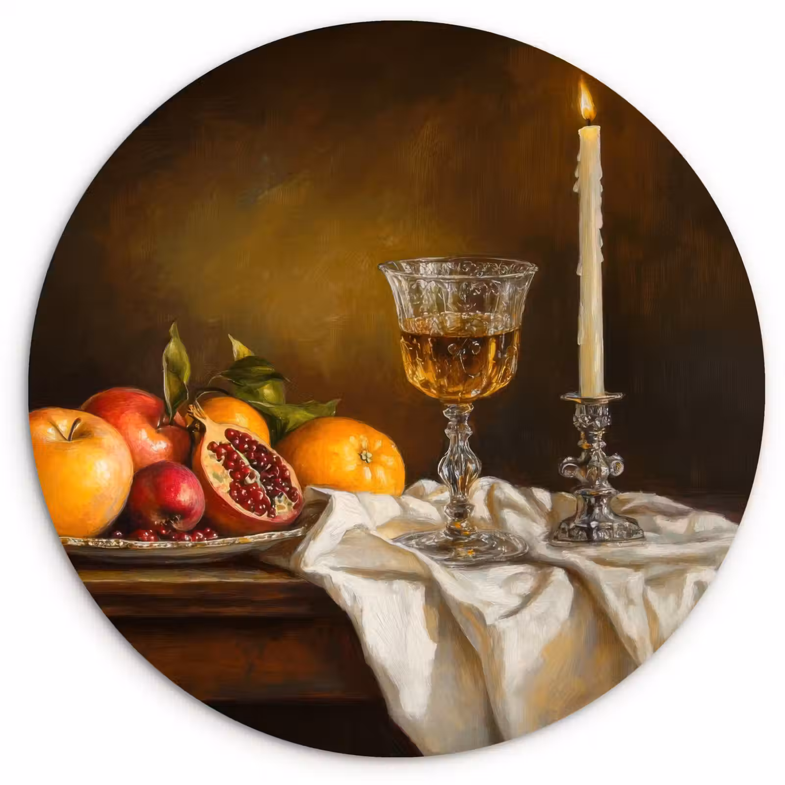 Muurcirkel - Fruit - Stilleven - Wijn - Kaars — 1