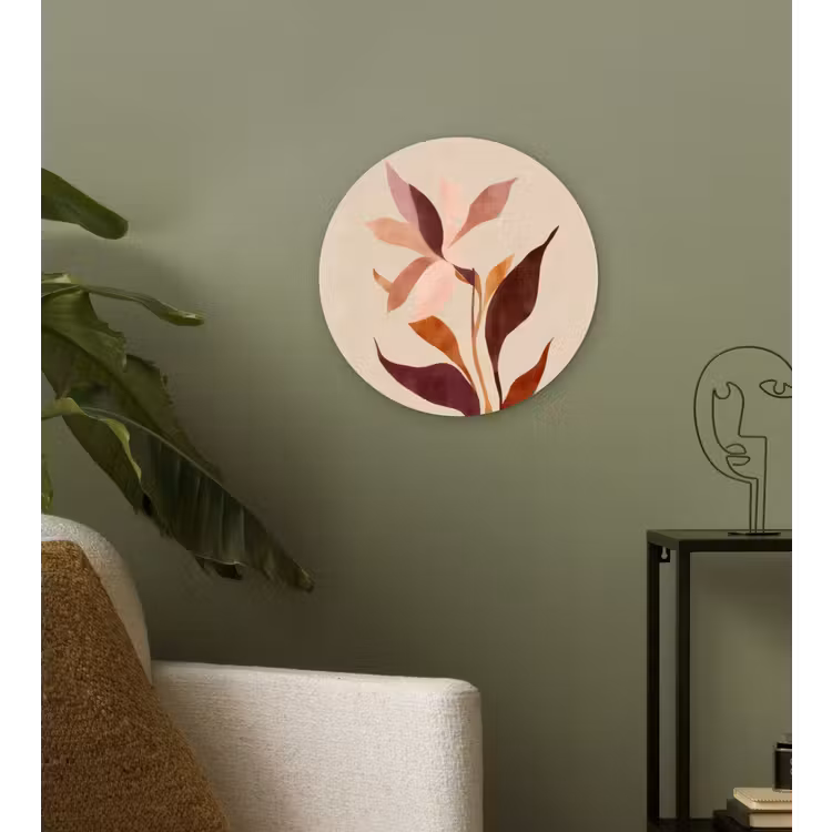 Muurcirkel - Bloemen - Blaadjes - Minimalistisch - Roze — 3