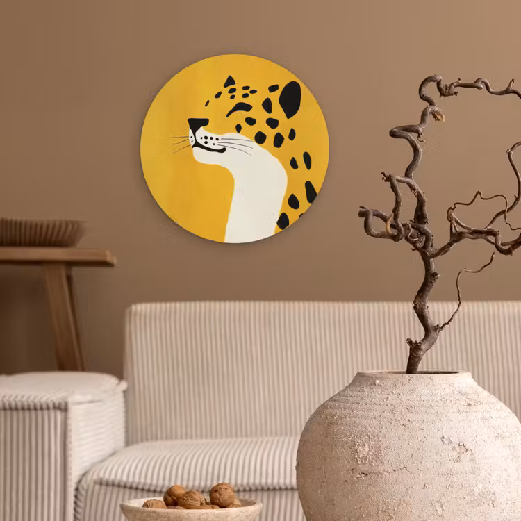 Muurcirkel - Cheetah - Illustratie - Geel — 2