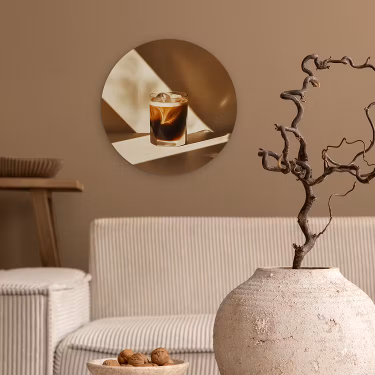 Muurcirkel - Glas - Ijskoffie - Schaduw - Bruin — 2