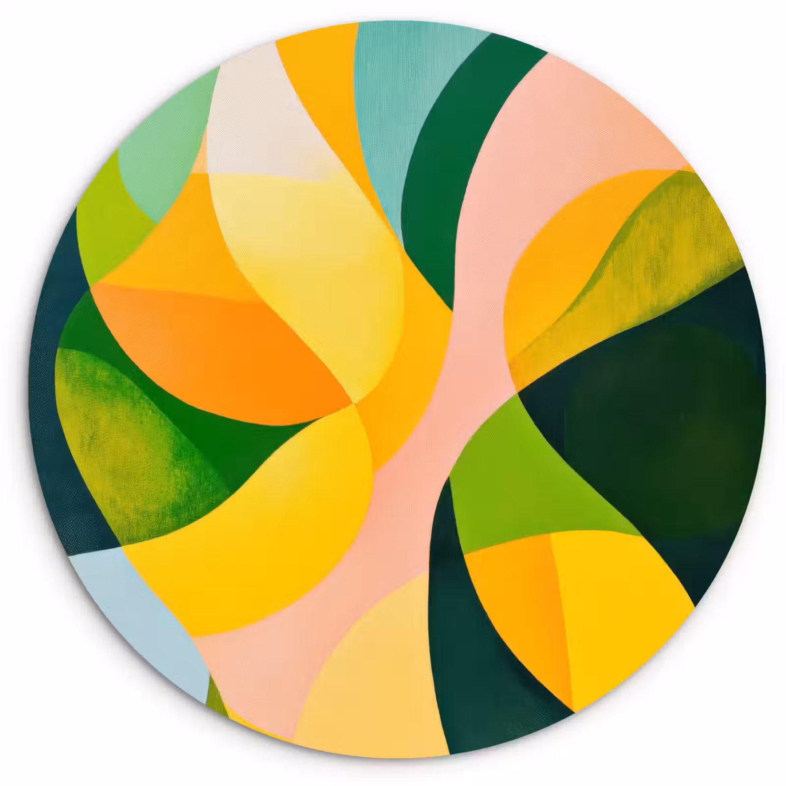 Muurcirkel - Abstract - Geel - Roze - Groen — 1