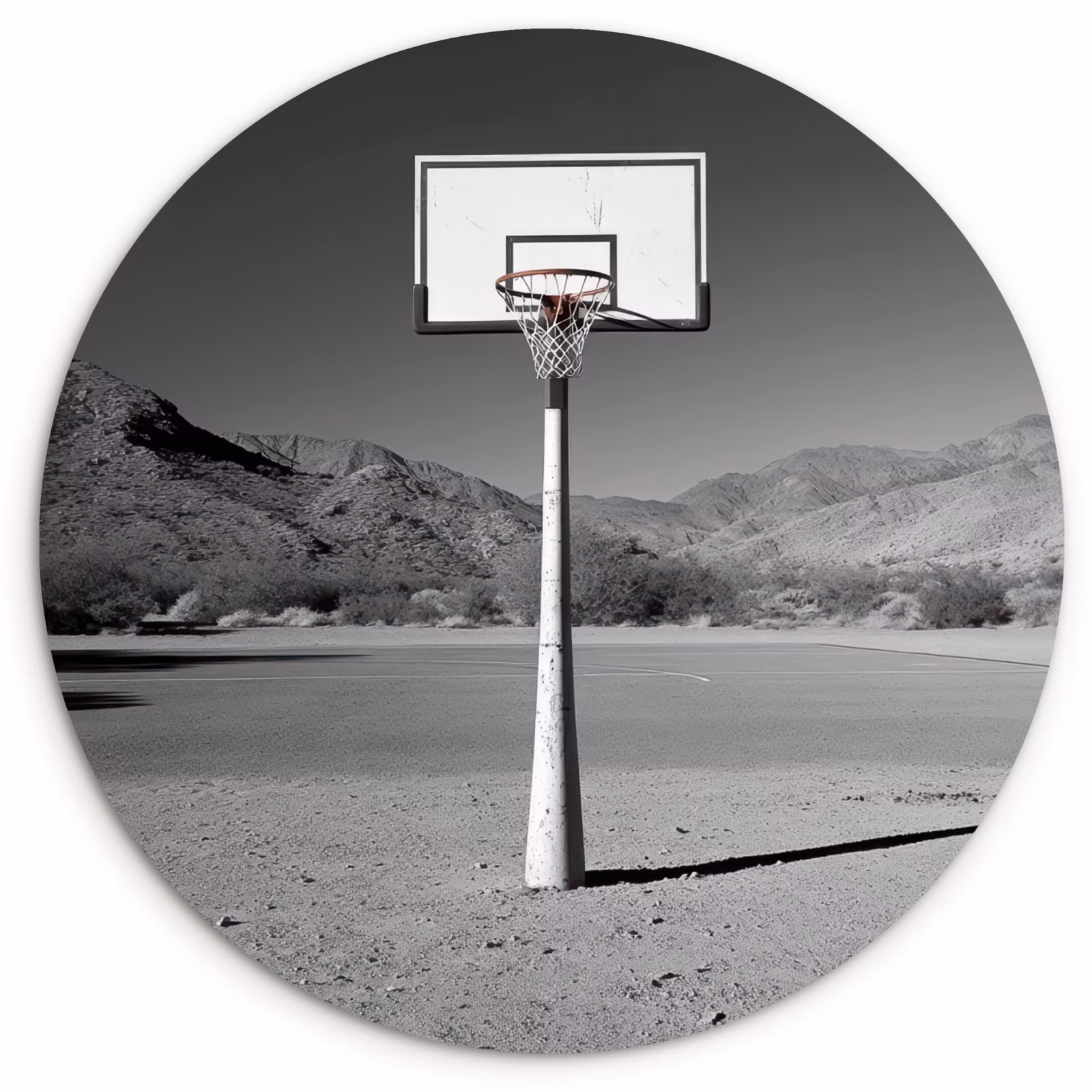 Muurcirkel - Basketbalpaal - Landschap - Zand - Wit — 1