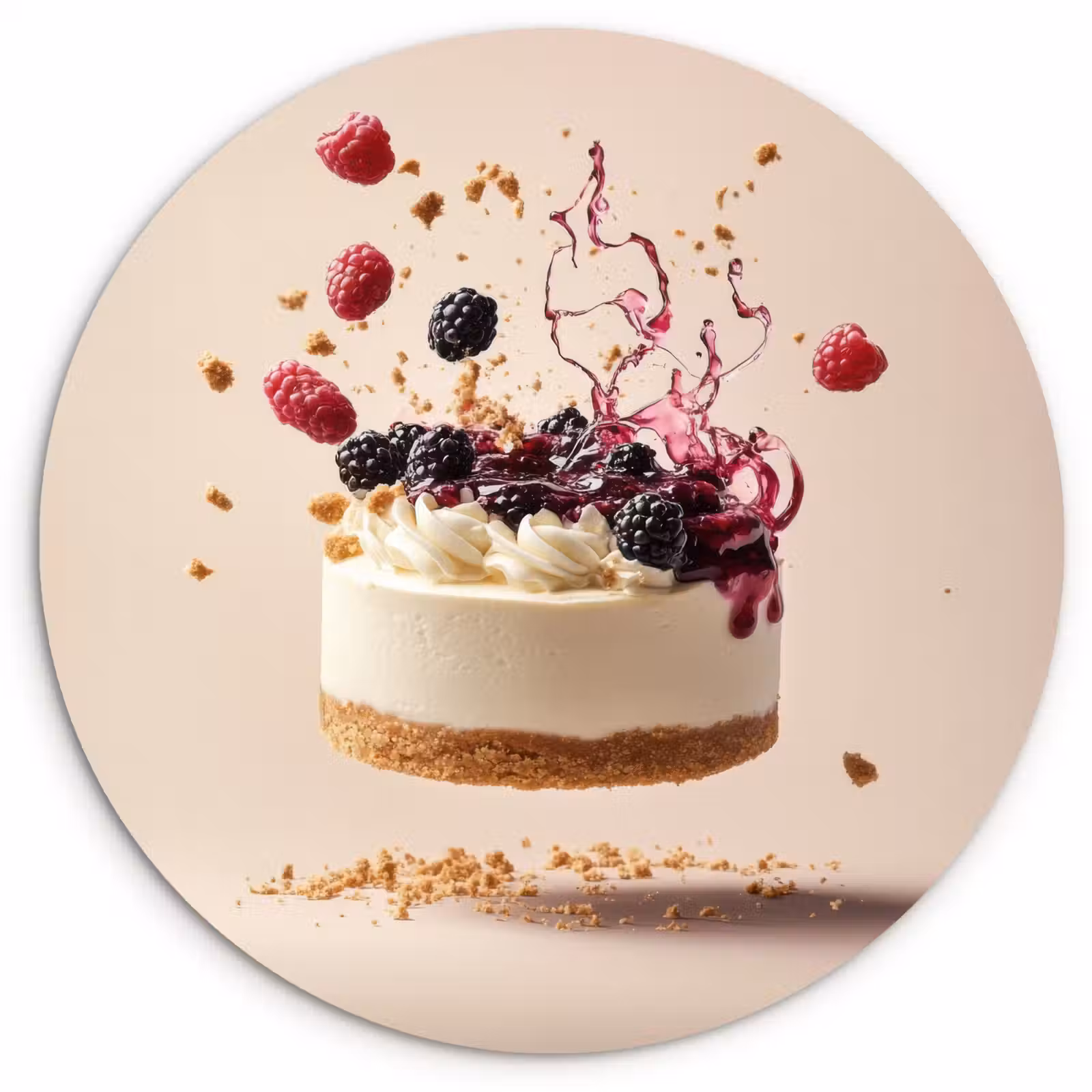 Muurcirkel - Cheesecake - Eten - Roze - Taart — 1
