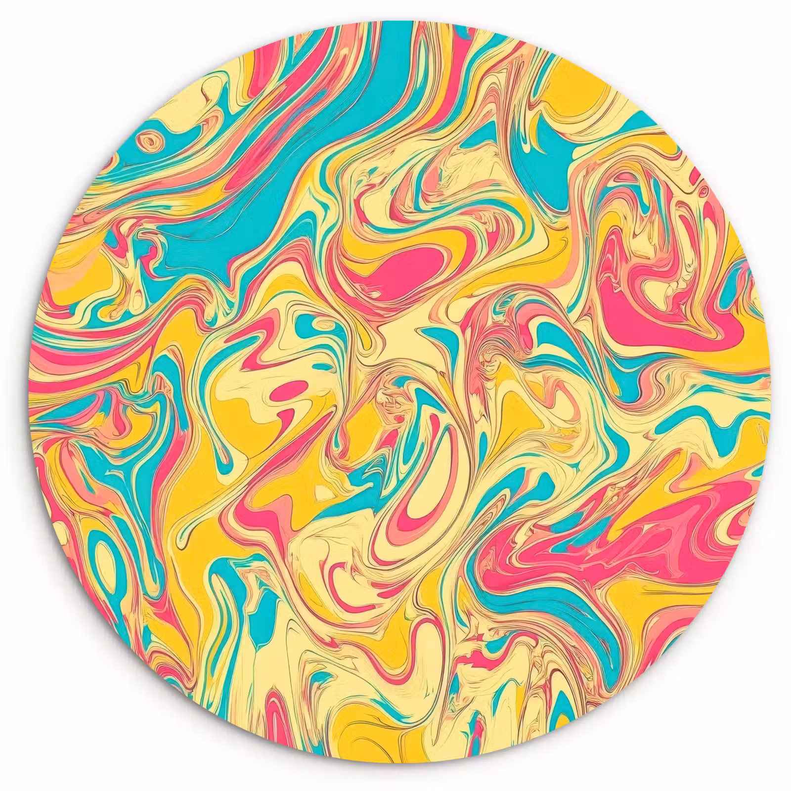 Muurcirkel - Geel - Roze - Blauw - Retro — 1
