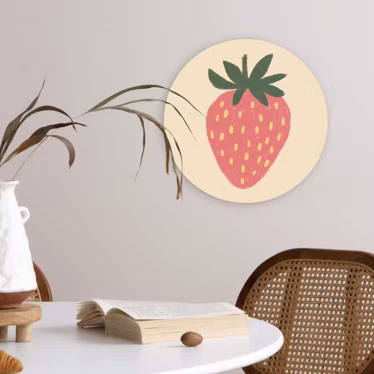 Muurcirkel - Aardbei - Minimalistisch - Rood - Fruit — 4