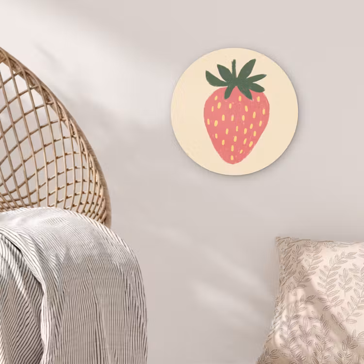 Muurcirkel - Aardbei - Minimalistisch - Rood - Fruit — 5