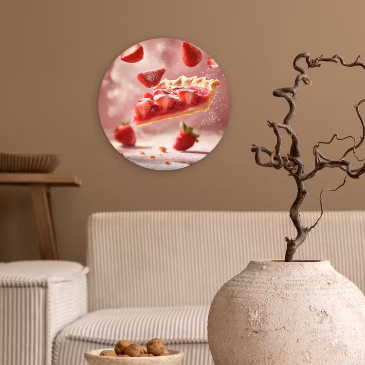 Muurcirkel - Aardbei - Taart- Eten - Roze — 2
