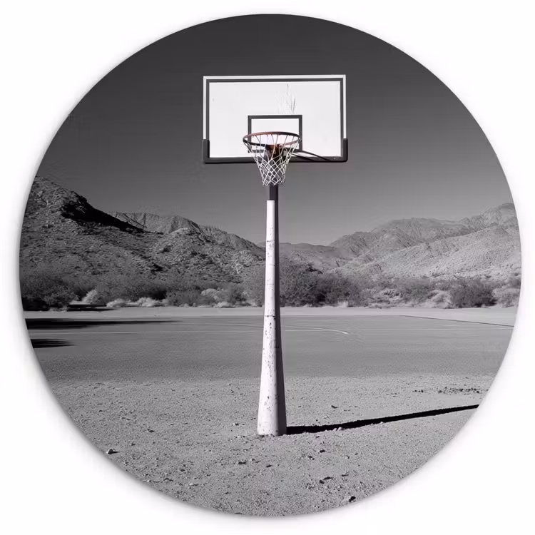 Muurcirkel - Basketbalpaal - Landschap - Zand - Wit — 1