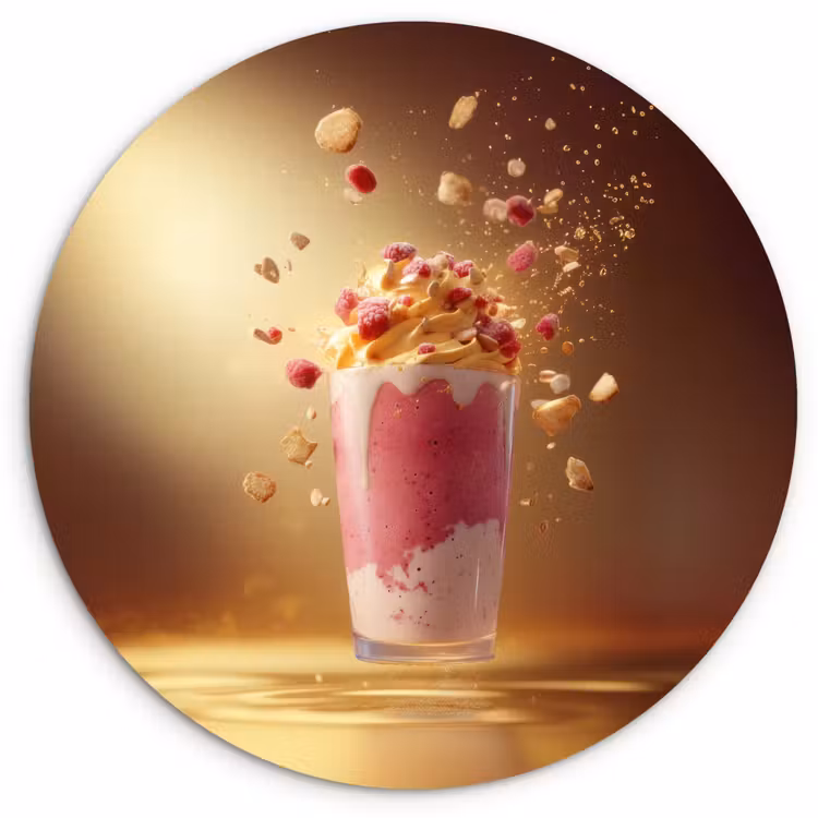 Muurcirkel - Framboos - Smoothie - Drinken - Roze — 1