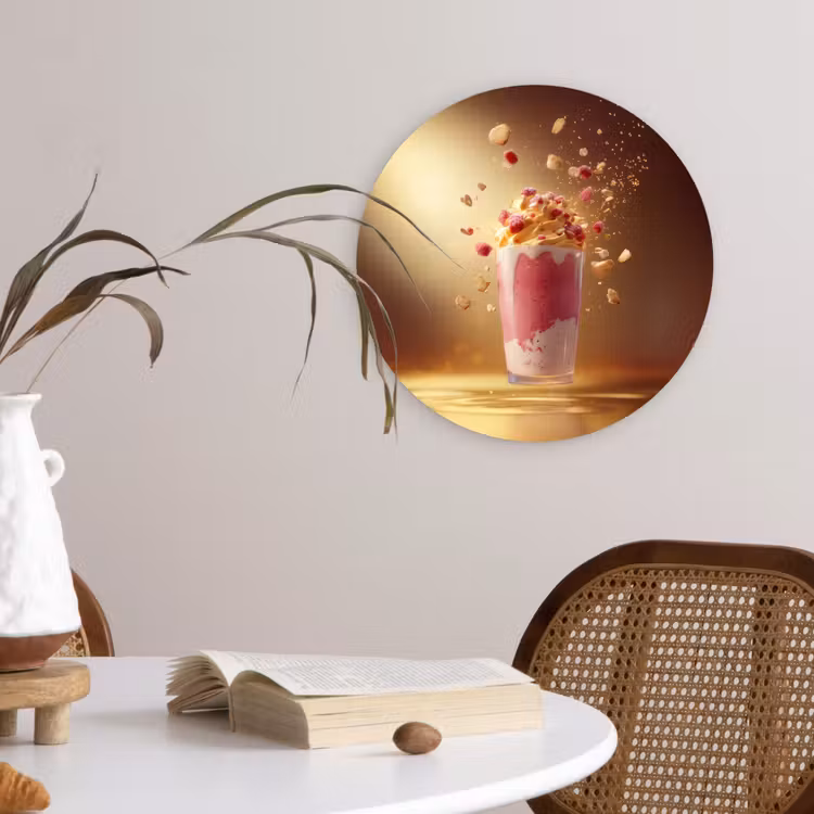 Muurcirkel - Framboos - Smoothie - Drinken - Roze — 4